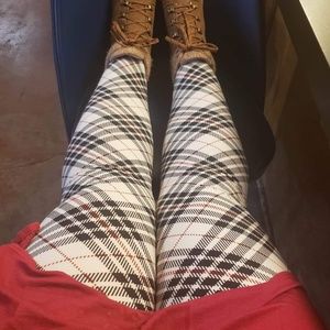 Burgundy & Black Plaid leggings